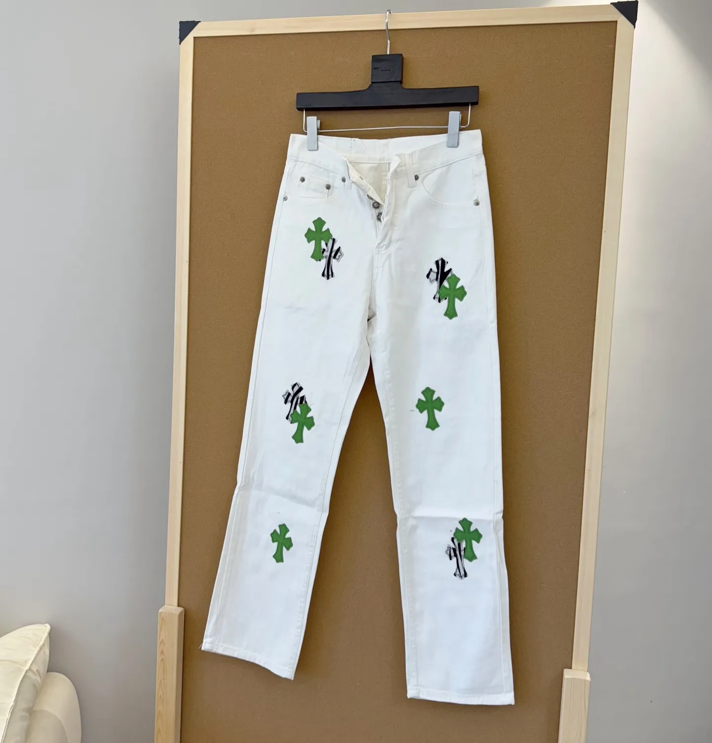 P230 Style number: D322 🇬🇧UK only | Chrome Hearts Chrome Hearts Green Zebra Jeans UK London Limited Apple Green Zebra Cross Jeans SIZE #28 30 32 34